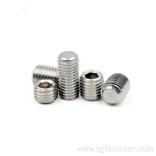 Stainless steel set screws with flat point